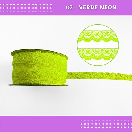 Renda De Poliamida R002 - 20mm - Rolo C/ 50 Mts Cor:Verde-Neon-02