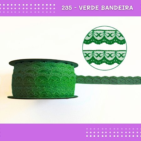 Renda De Poliamida R002 - 20mm - Rolo C/ 50 Mts Cor:Verde-Bandeira-235