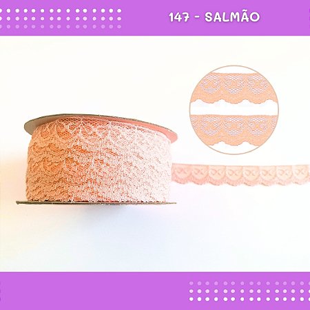 Renda De Poliamida R002 - 20mm - Rolo C/ 50 Mts Cor:Salmao-147