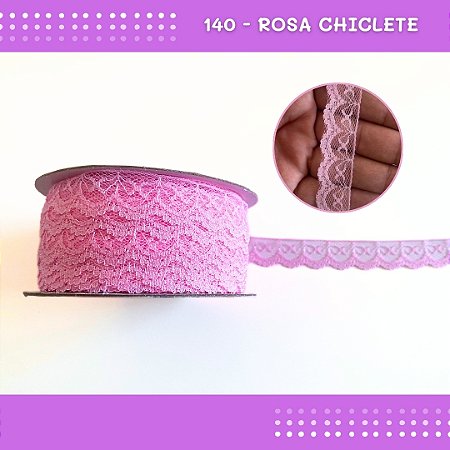 Renda De Poliamida R002 - 20mm - Rolo C/ 50 Mts Cor:Rosa-Chiclete-140