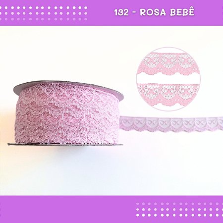 Renda De Poliamida R002 - 20mm - Rolo C/ 50 Mts Cor:Rosa-Bebe-132