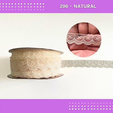 Renda De Poliamida R002 - 20mm - Rolo C/ 50 Mts Cor:Natural-296