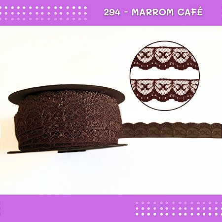 Renda De Poliamida R002 - 20mm - Rolo C/ 50 Mts Cor:Marrom-Cafe-294