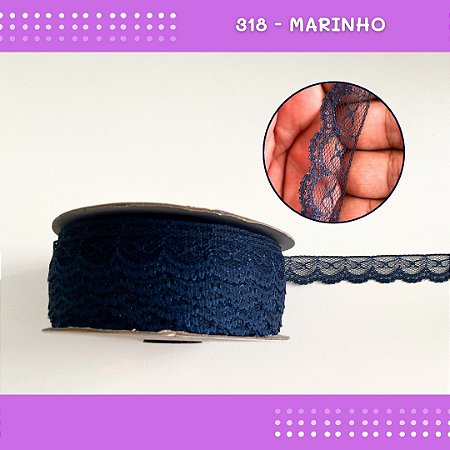 Renda De Poliamida R002 - 20mm - Rolo C/ 50 Mts Cor:Marinho-318