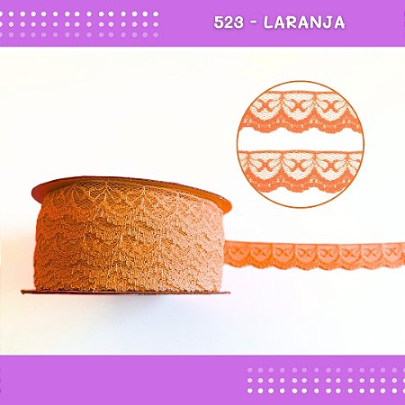 Renda De Poliamida R002 - 20mm - Rolo C/ 50 Mts Cor:Laranja-523