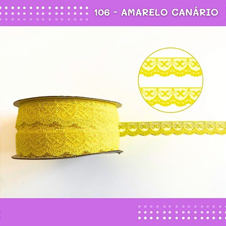 Renda De Poliamida R002 - 20mm - Rolo C/ 50 Mts Cor:Amarelo-Canario-106