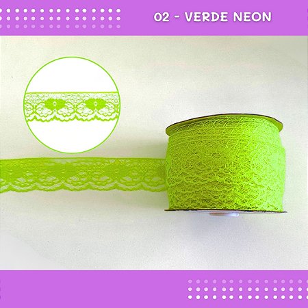 Renda De Poliamida R003 - 40mm - Rolo C/ 50 Mts Cor:Verde-Neon-02