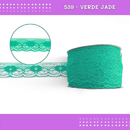 Renda De Poliamida R003 - 40mm - Rolo C/ 50 Mts Cor:Verde-Jade-539
