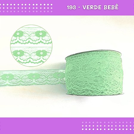 Renda De Poliamida R003 - 40mm - Rolo C/ 50 Mts Cor:Verde-Bebe-193