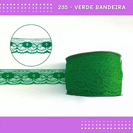 Renda De Poliamida R003 - 40mm - Rolo C/ 50 Mts Cor:Verde-Bandeira-235
