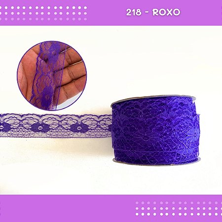 Renda De Poliamida R003 - 40mm - Rolo C/ 50 Mts Cor:Roxo-218