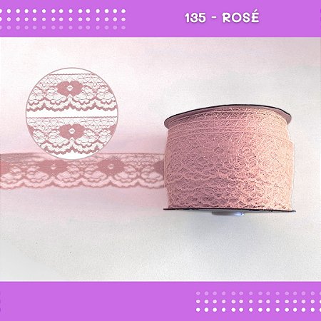 Renda De Poliamida R003 - 40mm - Rolo C/ 50 Mts Cor:Rose-135