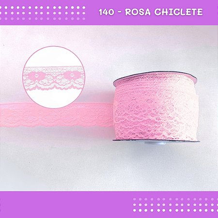Renda De Poliamida R003 - 40mm - Rolo C/ 50 Mts Cor:Rosa-Chiclete-140