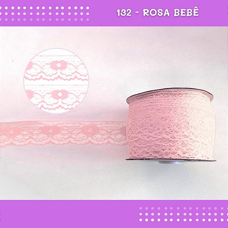 Renda De Poliamida R003 - 40mm - Rolo C/ 50 Mts Cor:Rosa-Bebe-132