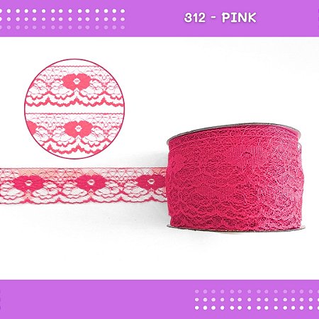 Renda De Poliamida R003 - 40mm - Rolo C/ 50 Mts Cor:Pink-312