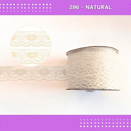 Renda De Poliamida R003 - 40mm - Rolo C/ 50 Mts Cor:Natural-296