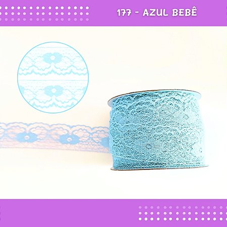 Renda De Poliamida R003 - 40mm - Rolo C/ 50 Mts Cor:Azul-Bebe-177
