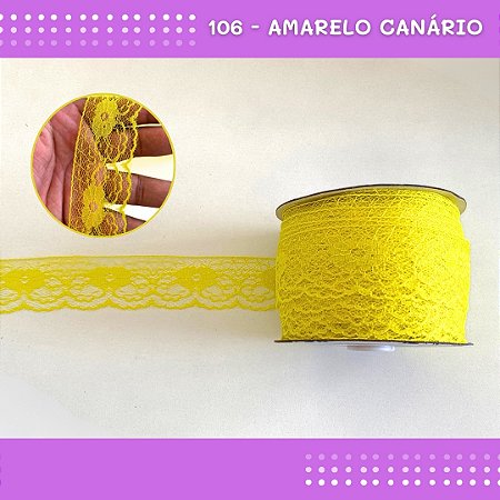 Renda De Poliamida R003 - 40mm - Rolo C/ 50 Mts Cor:Amarelo-Canario-106