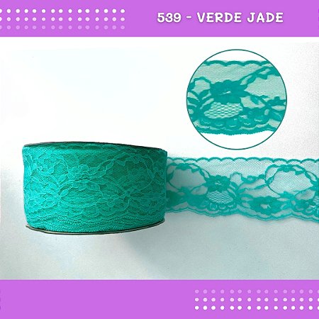 Renda De Poliamida R004 - 75mm - Rolo C/ 50 Mts Cor:Verde-Jade-539