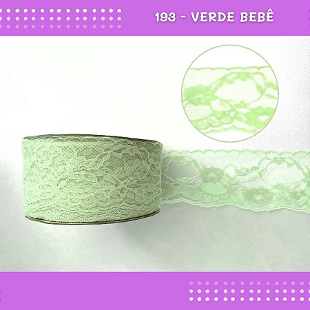 Renda De Poliamida R004 - 75mm - Rolo C/ 50 Mts Cor:Verde-Bebe-193