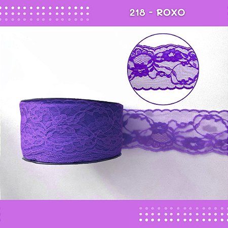 Renda De Poliamida R004 - 75mm - Rolo C/ 50 Mts Cor:Roxo-218