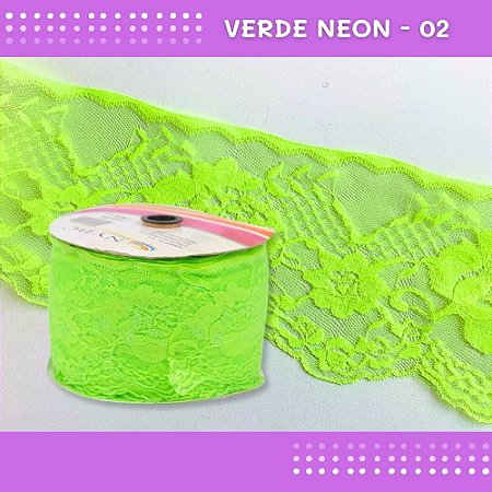 Renda De Poliamida R005 - 90mm - Rolo C/ 50 Mts - Cor:Verde-Neon-02