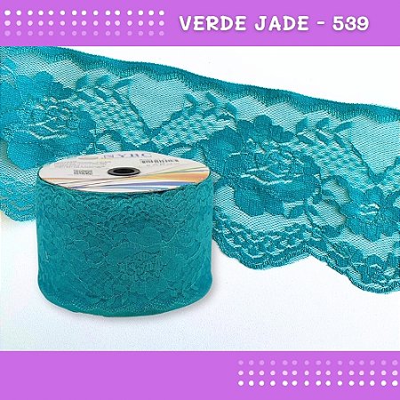 Renda De Poliamida R005 - 90mm - Rolo C/ 50 Mts - Cor:Verde-Jade-539