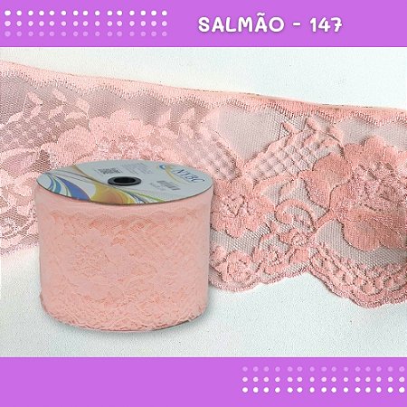 Renda De Poliamida R005 - 90mm - Rolo C/ 50 Mts - Cor:Salmao-147