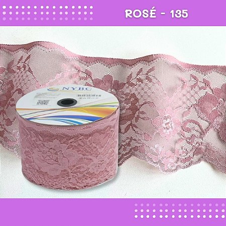 Renda De Poliamida R005 - 90mm - Rolo C/ 50 Mts - Cor:Rose-135