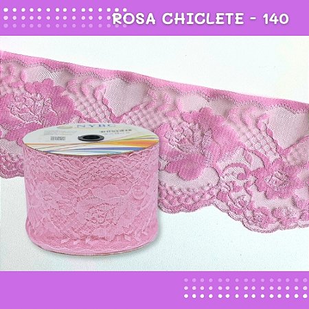 Renda De Poliamida R005 - 90mm - Rolo C/ 50 Mts - Cor:Rosa-Chiclete-140