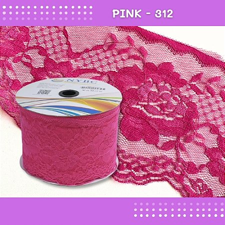 Renda De Poliamida R005 - 90mm - Rolo C/ 50 Mts - Cor:Pink-312