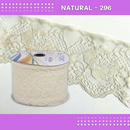 Renda De Poliamida R005 - 90mm - Rolo C/ 50 Mts - Cor:Natural-296