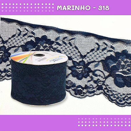 Renda De Poliamida R005 - 90mm - Rolo C/ 50 Mts - Cor:Marinho-318