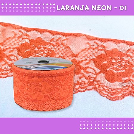 Renda De Poliamida R005 - 90mm - Rolo C/ 50 Mts - Cor:Laranja-Neon-01