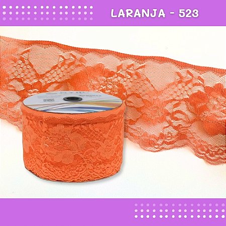 Renda De Poliamida R005 - 90mm - Rolo C/ 50 Mts - Cor:Laranja-523