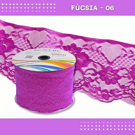 Renda De Poliamida R005 - 90mm - Rolo C/ 50 Mts - Cor:Fucsia-06
