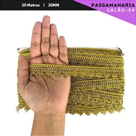 Fita Passamanaria Galao-04 - Tam: 20mm - Rolo C/20 Mts Cor:Ouro