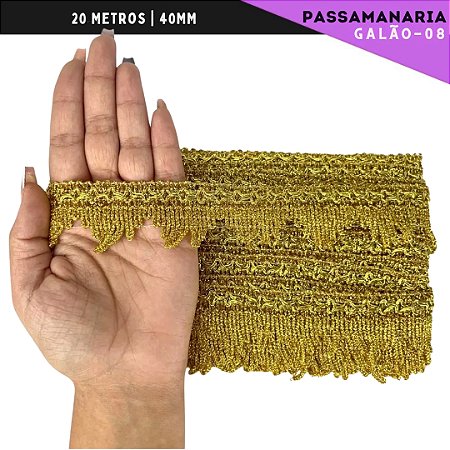 Fita Passamanaria Galao-08 - Tam: 40mm - Rolo C/20 Mts Cor:Ouro