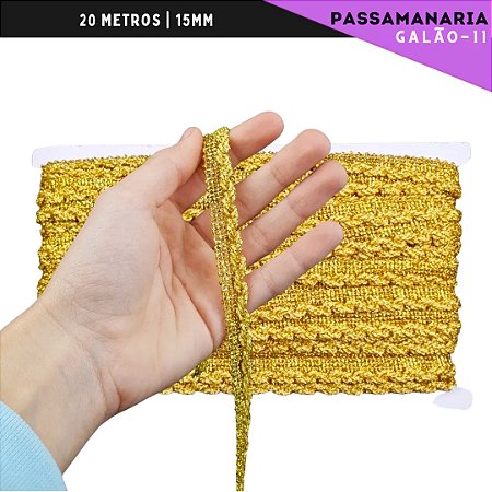 Fita Passamanaria Galao-11 - Tam: 15mm - Rolo C/20 Mts Cor:Ouro