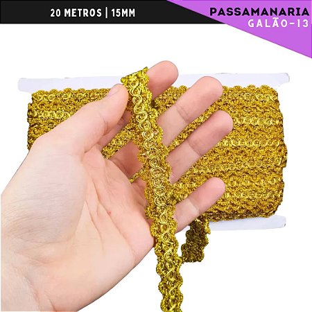 Fita Passamanaria Galao-13 - Tam: 15mm - Rolo C/20 Mts Cor:Ouro