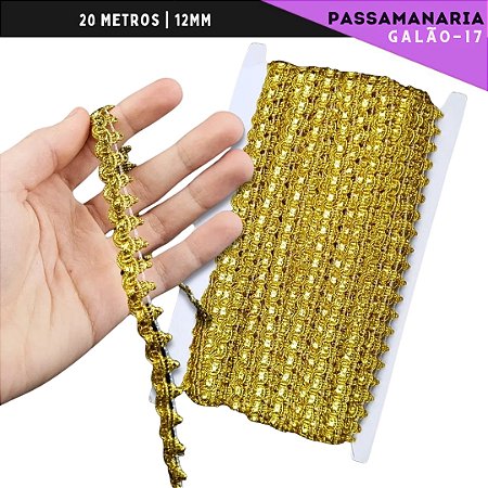 Fita Passamanaria Galao-17 - Tam: 12mm - Rolo C/20 Mts Cor:Ouro