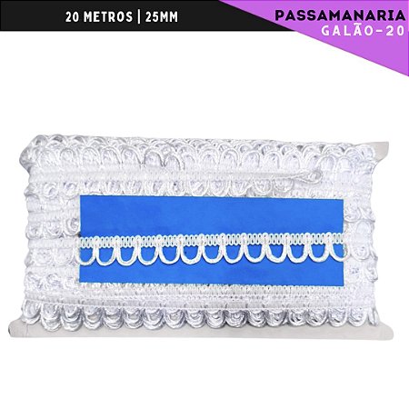 Fita Passamanaria Caseado Galao-20 - Tam: 15mm - Rolo C/20 Mts Cor:Branco-101