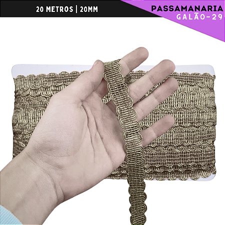 Fita Galão Passamanaria - 20mm - Ref:Galao-29 - Rolo C/20 Mts Cor:Ouro-Velho