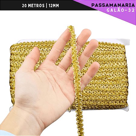 Fita Galão Passamanaria Ref:Galao-32 Rolo C/20 Mts Cor:OURO