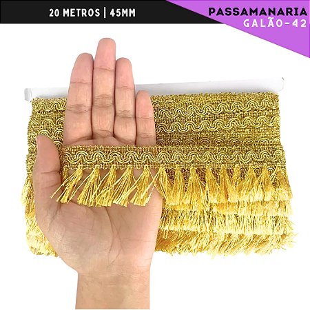 Fita Galão Passamanaria - 45mm - Ref:Galao-42 - Rolo C/20 Mts Cor:Ouro