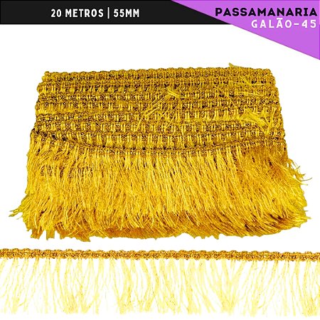 Fita Galão Passamanaria - 50mm - Ref:Galao-45 - Rolo C/20 Mts Cor:Ouro