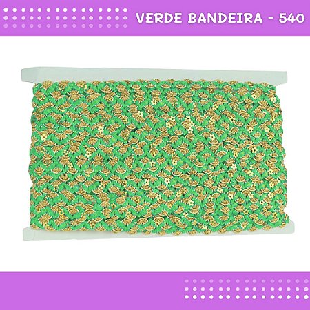 Fita Galão Passamanaria - 12mm - Ref:Galao-49 - Rolo C/20 Mts Cor:Verde-Bandeira-540