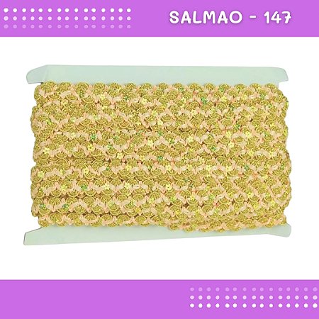 Fita Galão Passamanaria - 12mm - Ref:Galao-49 - Rolo C/20 Mts Cor:Salmao-147