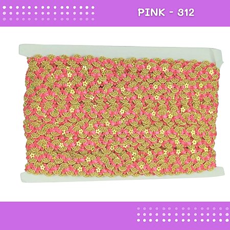 Fita Galão Passamanaria - 12mm - Ref:Galao-49 - Rolo C/20 Mts Cor:Pink-312