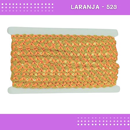 Fita Galão Passamanaria - 12mm - Ref:Galao-49 - Rolo C/20 Mts Cor:Laranja-523